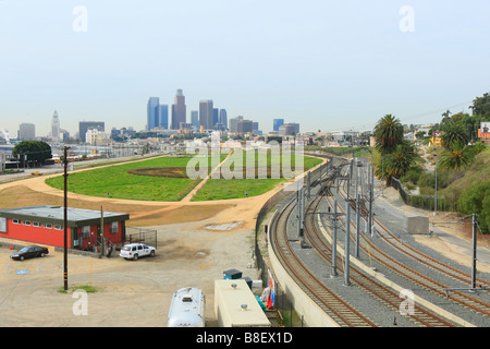 Los Angeles Downtown Air Pollution Skyline Stock Photo