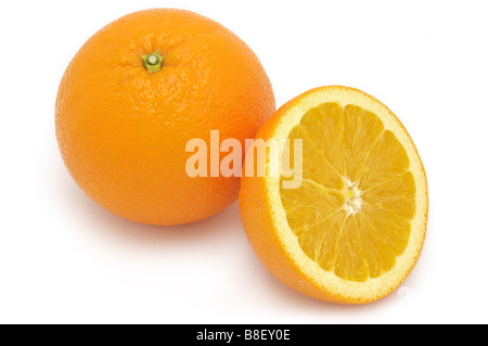 Whole Orange and Half Orange Stock Photo