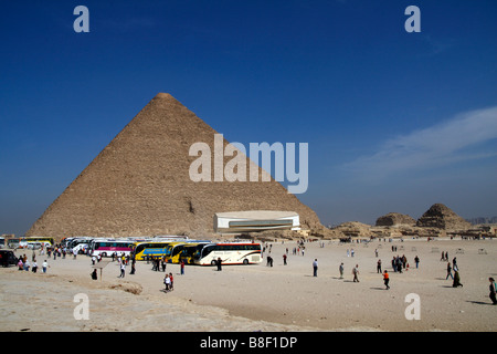 The Great Pyramid of Cheops and the Solar Boat Museum at Giza near Cairo in Egypt in February 2009 Stock Photo