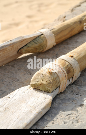 Handmade oars, Boa Vista Island, Republic of Cape Verde Stock Photo