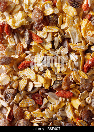 Full frame close up of Museli with Goji beries and yacon root Stock Photo