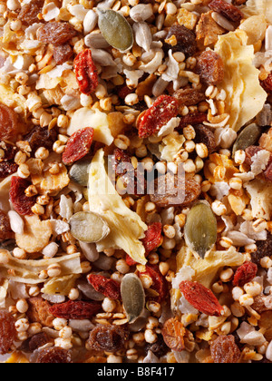 Full frame close up of Gluten free museli with Goji beries and yacon root Stock Photo