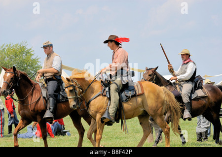 Confederate cavalry soldiers at the reenactment of the 1862 American Civil War Battle of Richmond Kentucky Stock Photo