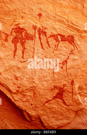 Rock paintings in In Awiss Stock Photo