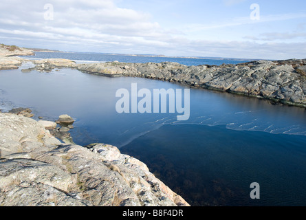 ice on a bay at Onsala peninsula, Sweden Stock Photo