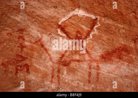 Rock paintings in In Awiss Stock Photo