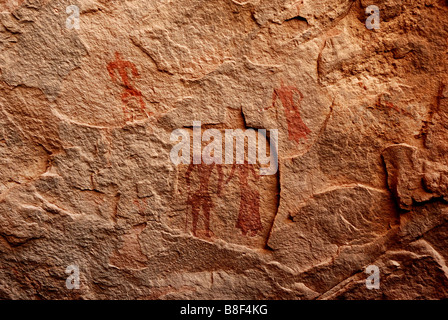 Rock paintings in In Awiss Stock Photo