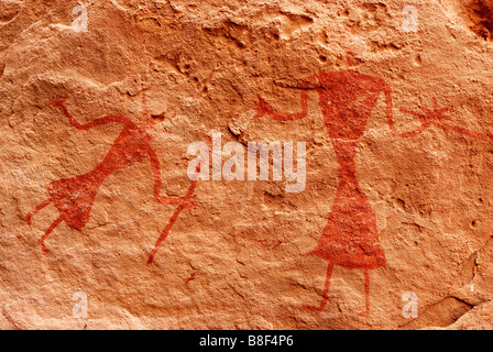 Rock paintings in In Awiss Stock Photo