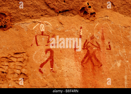 Rock paintings in In Awiss Stock Photo