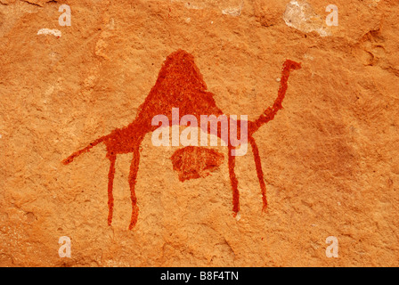 Rock paintings in In Awiss Stock Photo