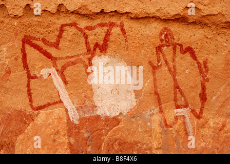 Rock paintings in In Awiss Stock Photo