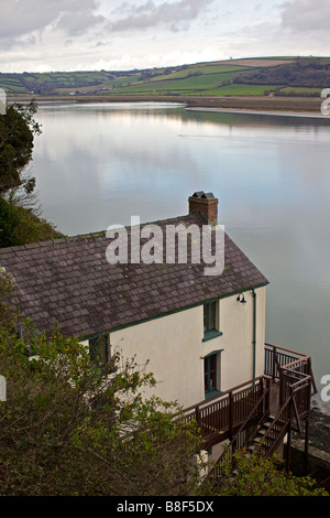 Dylan Thomas Boat House on the Taf estuary at laugharne in Wales Stock Photo