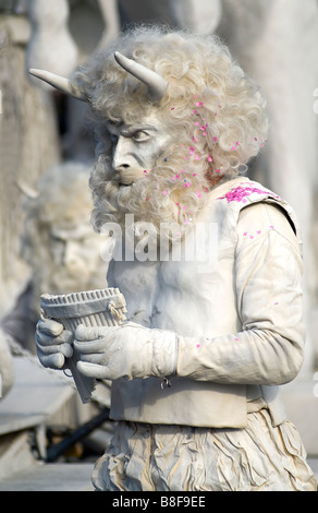 White scary and mysterious Carnival Costume during Fasnacht in Lucerne. Stock Photo