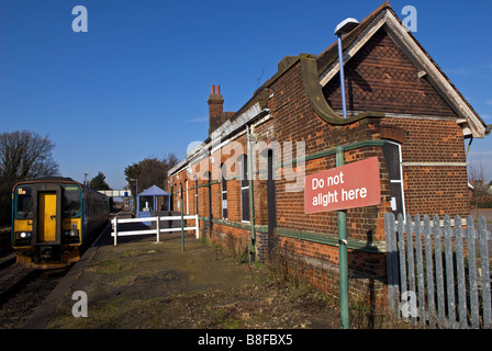 Trimley railway station on the Ipswich to Felixstowe branch line, Suffolk, UK. Stock Photo