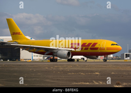 DHL European Air Transport - EAT Airbus A300B4-103(F) taxiing for departure at London Heathrow, United Kingdom Stock Photo