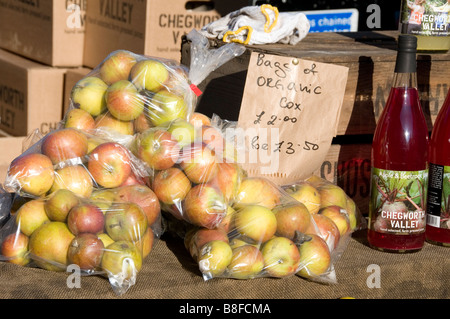 Hackney East London Broadway market Organic apples on sale Stock Photo