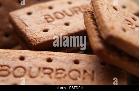 Close up of several Bourbon biscuits. Stock Photo