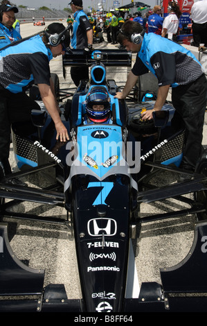 IndyCar driver Danica Patrick and her crew at the Milwaukee Mile, 2008 Stock Photo