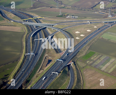 Motorway Interchange, A1-M62, Ferrybridge, West Yorkshire, Northern England Stock Photo