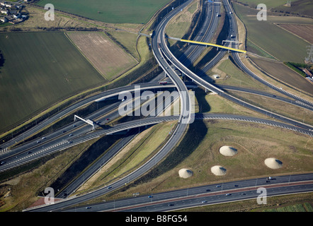 Motorway Interchange, A1-M62, Ferrybridge, West Yorkshire, Northern England Stock Photo