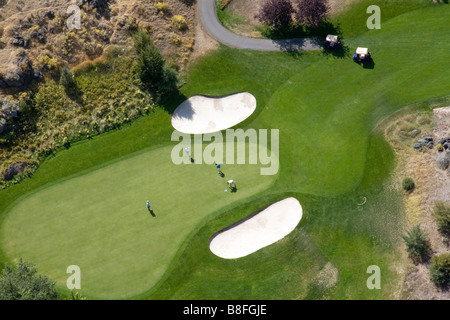 Aerial view of Blue Lakes Country Club golf course in the Snake River Canyon at Twin Falls Idaho USA Stock Photo
