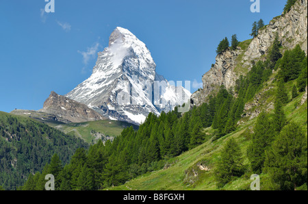 View of the The Matterhorn mountain peak , Zermatt , Swiss Alps Stock Photo