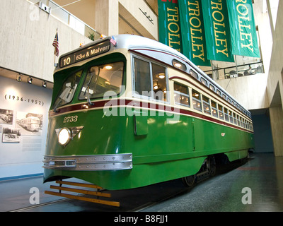 Trolley 2733 inside SEPTA's Center City headquarters, Philadelphia, Pennsylvania. Stock Photo