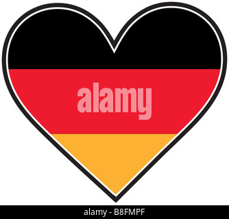 A German flag shaped like a heart Stock Photo