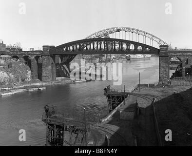 Sunderland coal staithes and bridges circa 1970 north east England UK Stock Photo