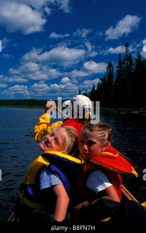 Summer canoe trip with children Stock Photo