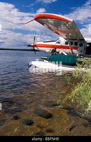 Remote fly-in canoe trip with float plane. Stock Photo