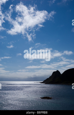 Clouds, islands and sea, view from Værøy island, Lofoten, Nordland, Norway, Scandinavia Stock Photo
