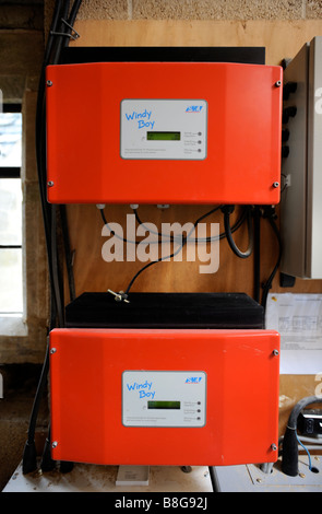 WIND TURBINE GRID INVERTERS WHICH CONVERT VARIABLE FREQUENCY VOLTAGE FROM THE WIND GENERATOR INTO GRID CONFORMING AC VOLTAGE IN Stock Photo