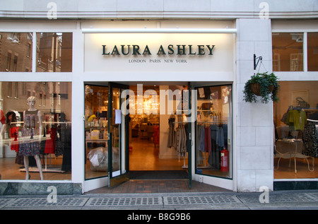 The entrance to the Laura Ashley home furnishings shop on Sloane Street, London. Feb 2009 Stock Photo