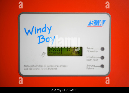 A WIND TURBINE CONTROL BOX IN AN ENERGY EFFICIENT HOME UK Stock Photo
