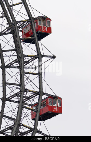 this picture shows a cutout of the wiener riesenrad (viennese ferris) wheel against a blue sky Stock Photo