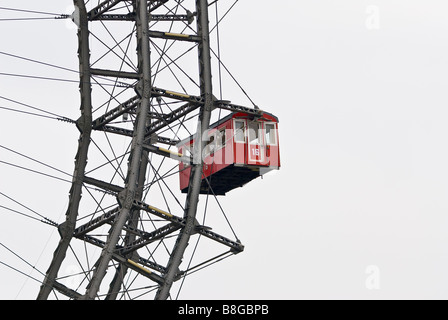 this picture shows a cutout of the wiener riesenrad (viennese ferris) wheel against a blue sky Stock Photo