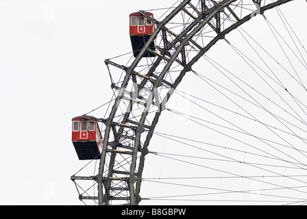 this picture shows a cutout of the wiener riesenrad (viennese ferris) wheel against a blue sky Stock Photo