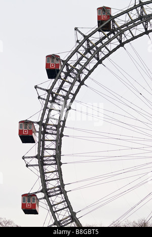 this picture shows a cutout of the wiener riesenrad (viennese ferris) wheel against a blue sky Stock Photo