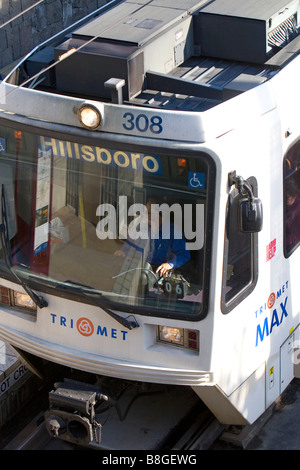 The MAX light rail public transportation system in Portland Oregon USA ...