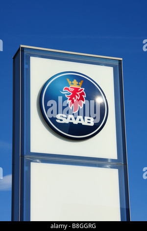 A Saab dealership in a U.K. city. Stock Photo