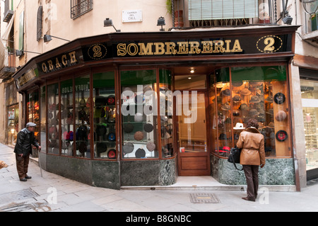 Hat shop in the Barri Gotic Barcelona, Spain Stock Photo