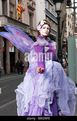 Human statue on La Rambla Barcelona, Spain Stock Photo