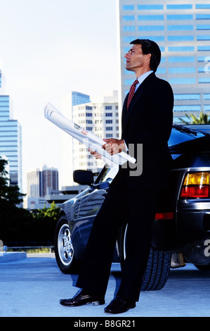 People working, Architech at construction site with plans Miami Stock Photo
