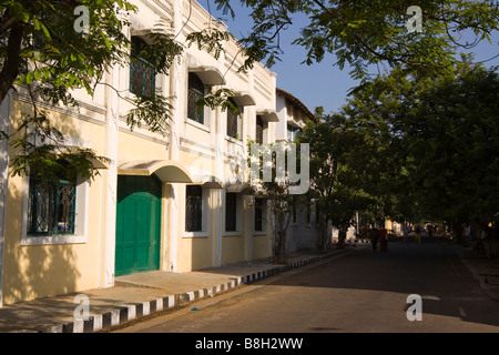 India Pondicherry Rue Romain Roland Street French architectural heritage Stock Photo