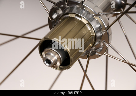 Stock photo of a road racing bicycles hub and spokes. Stock Photo