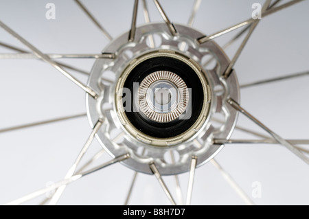 Stock photo of a road racing bicycles hub and spokes. Stock Photo