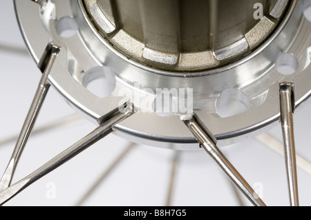 Stock photo of a road racing bicycles hub and spokes. Stock Photo