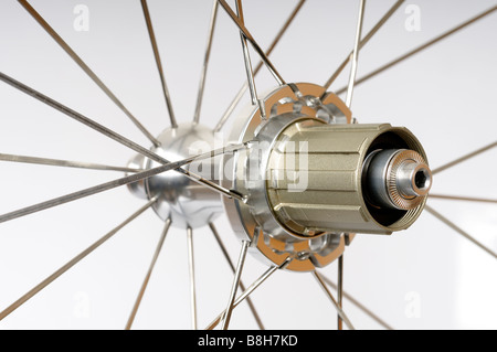 Stock photo of a road racing bicycles hub and spokes. Stock Photo