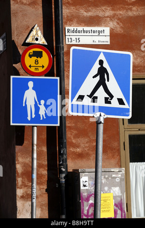 Traffic signs, Stockholm, Sweden Stock Photo